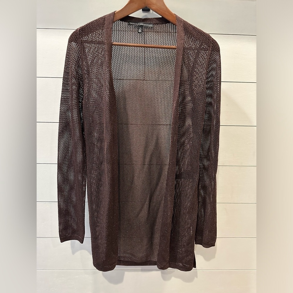 WHBM Elegant Brown Open-Front Women's Sweater- size XS